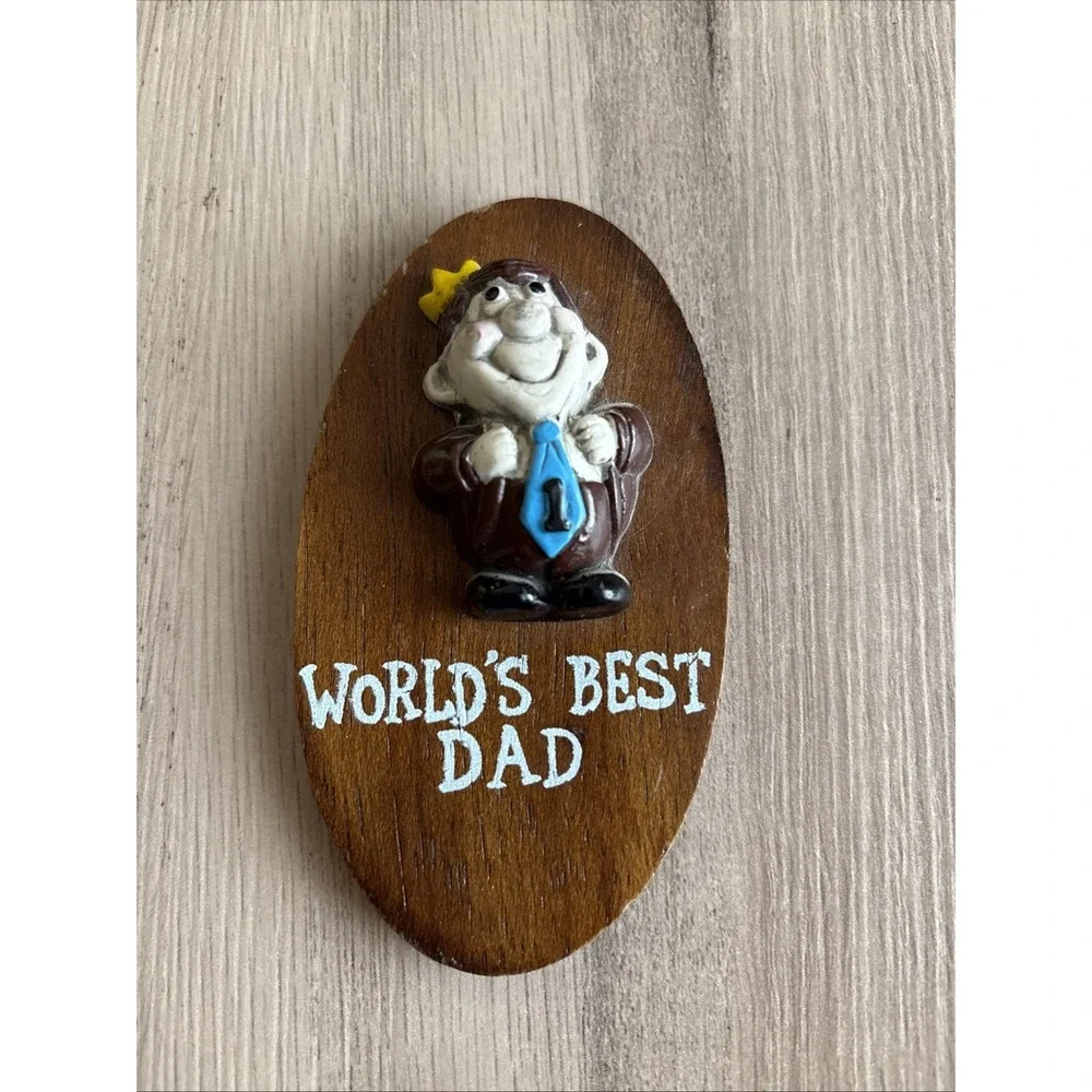 Vintage1960s Wood Wall Plaque Worlds Best‎ Dad by Fun Services Retro Mod Kitsch